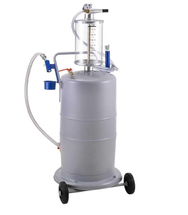 Pressol Venturi-Altölabsauggerät 95 l fahrbar mit 7 l Glasmesszylinder – Druckluft-Vakuumsystem