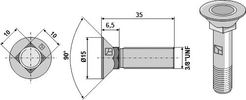 Plough screw 3/8''UNF