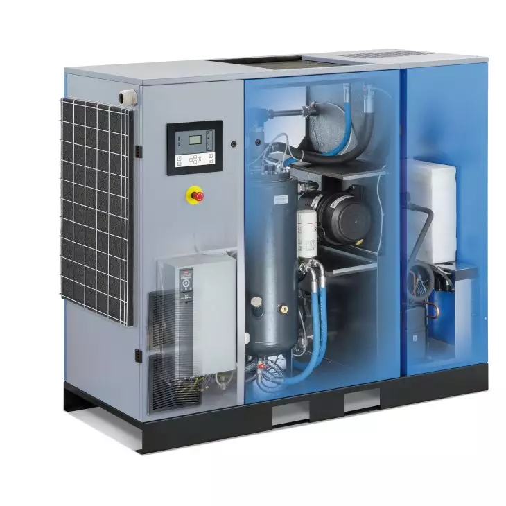 ELMAG Schraubenkompressor RMB 15D 15 kW/10 bar, inkl. Kältetrockner, 2266 l/min, Regelung fest