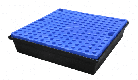 EMP quadratische Auffangwanne für 2 Fässer - 240 L - Gitterrost: Polyethylen (PEHD)