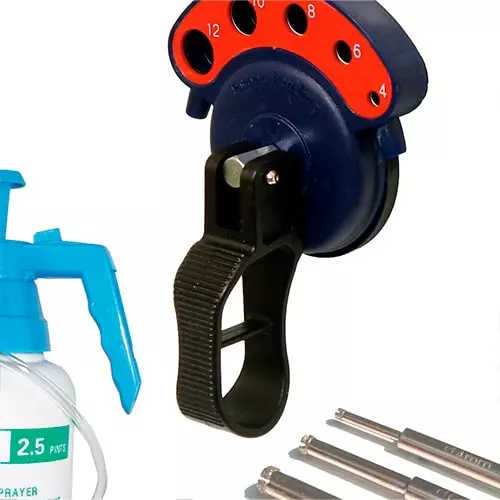 Klebepunkt, Aufsprüher, Sprühflasche, Druckregler, Rollenhalter