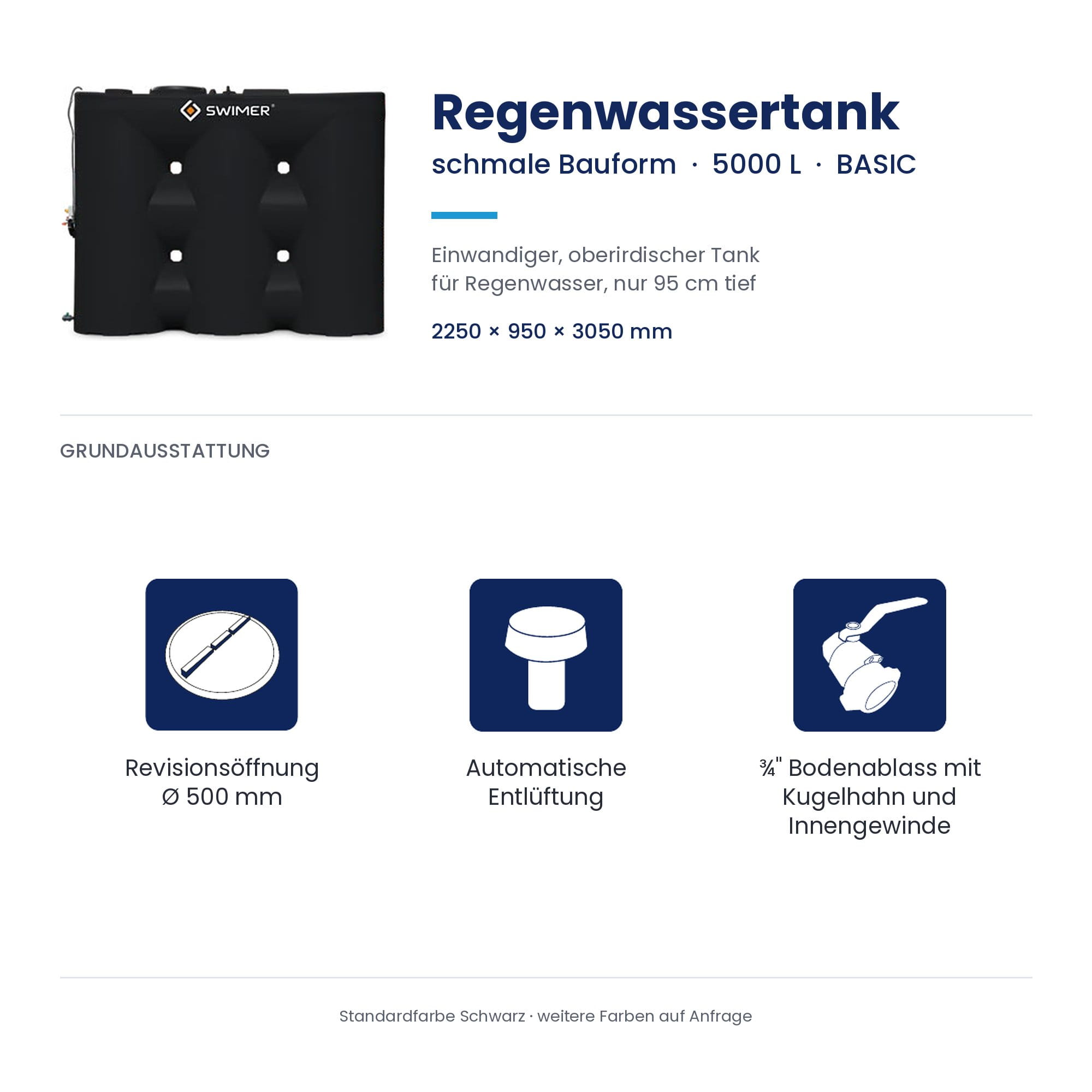 Regenwassertank, schmale Bauform, 5000 L, Basic, Oberirdischer Tank
