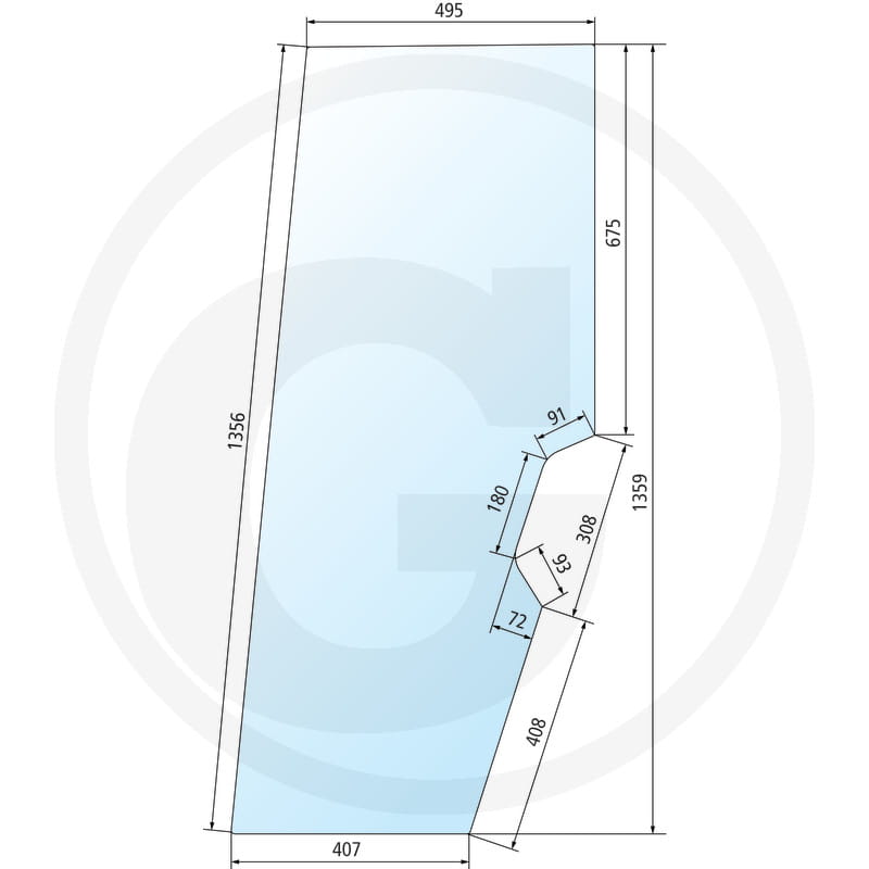 Glas-Tür, Waschraum-Schrank, blaues Glas, angeilter Rand, Abmessungen