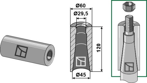ET10440 Einschweissbuchse für Zinken mit Gewinde M28