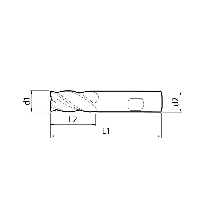 ELMAG Schaftfräser DM 20 mm, 4-Schneiden TITANALUMINIUMNITRID für Werkstoffe bis 1200 N/mm² Zugfestigkeit; Schaft/Schneidenlänge/Gesamtlänge 20/38/104 mm, Fase 0,5 mm