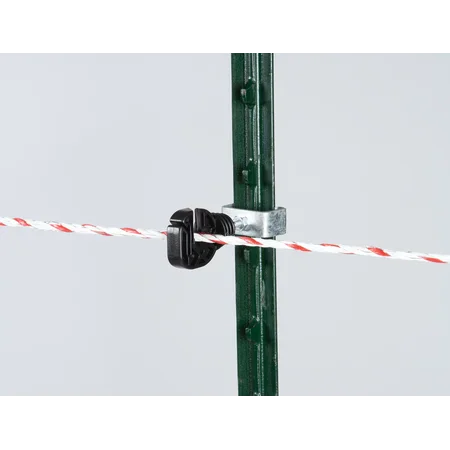 4x Patura rope and tape insulators for T-posts with mounting clamps