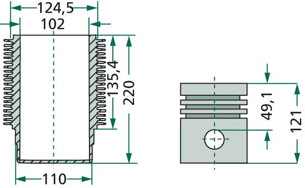 Deutz engine types: BF4L913, BF4L913T, BF6L913, BF6L913T, BF6L913C Piston set, cpl.