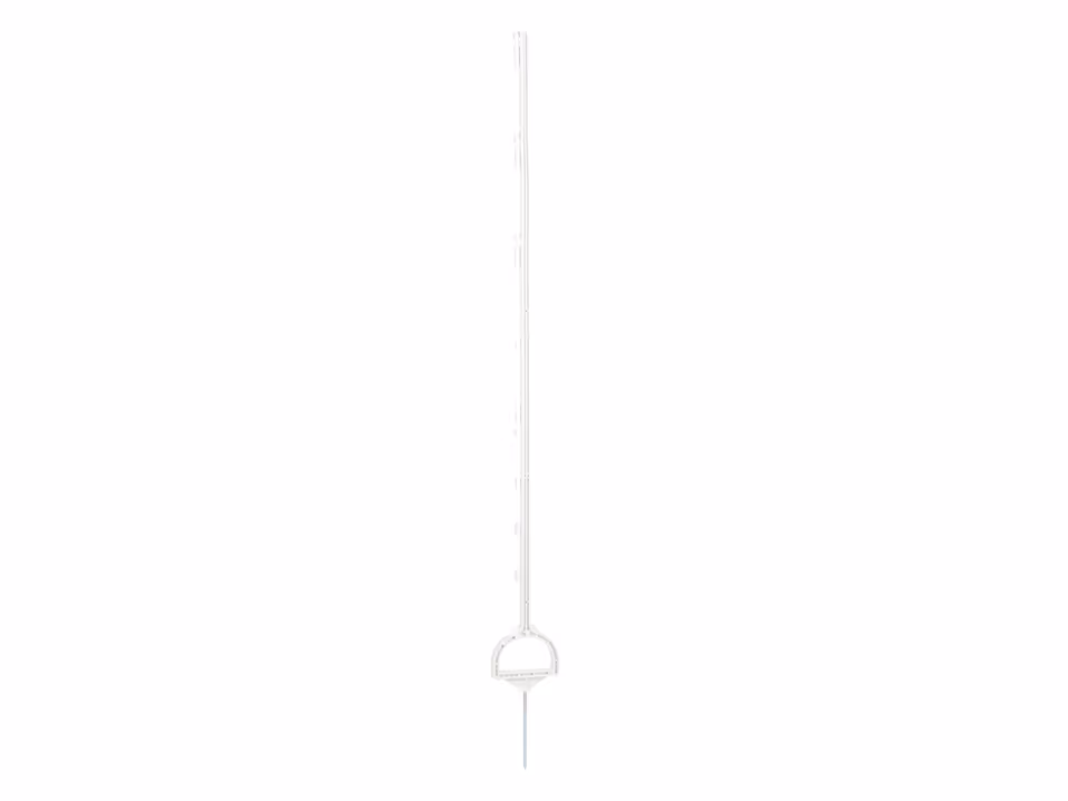 5x Vollkunststoffpfahl mit Steigbügeltritt, 158cm, weiß