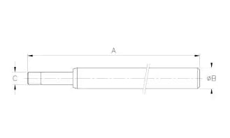 Kolbenstange doppelwirkend ohne Gewinde 236mm / Hub 100mm / Stange 16mm - verchromt