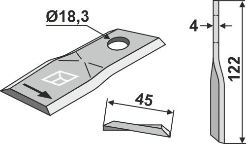 BL4397 Rotorklinge - passend zu Kuhn 56451200 / Claas 0001045560 / New Holland 784220 / John Deere CC21780