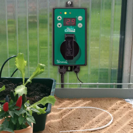 Thermo2 Digitales Thermostat 3000 W für Heizmatten, Gewächshausheizung & Kühlung | IPX4 | Schuko-Steckdose