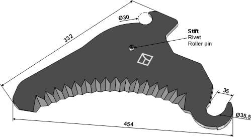 Ladewagenmesser 454mm - passend zu Krone  MX 330, 370, 400 GL / GD / MX RX 370, 400 GL / GD ZX 430, 470, 560 GD / GL