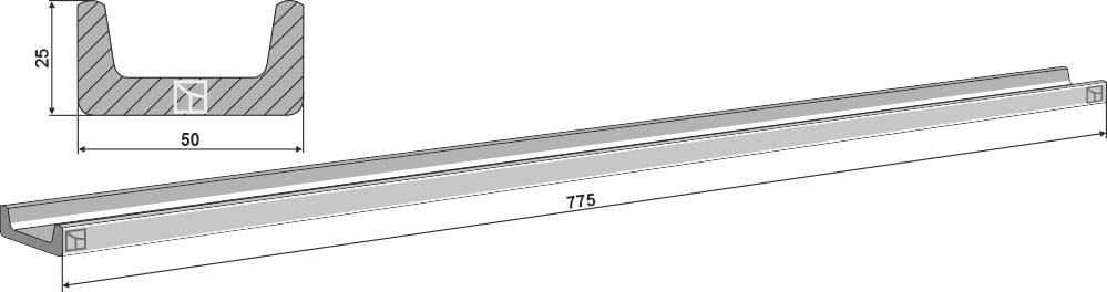 Kratzbodenleiste 775mm - passend zu Bergmann Royal, M1400-1821, TSW 1400-1821