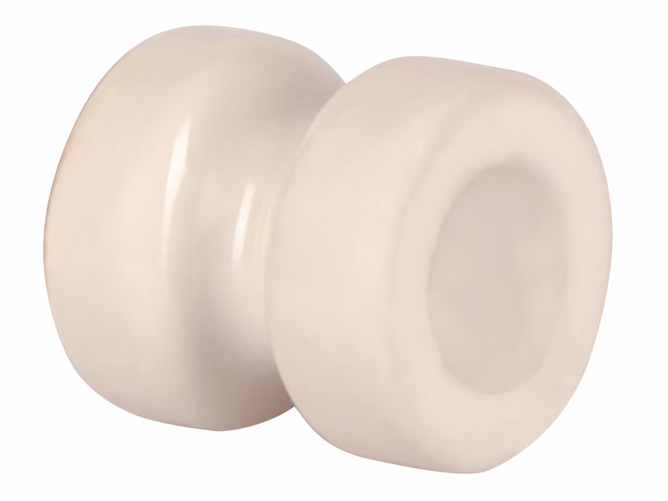 10x Zug- und Eckisolator Porzellan 42 x 44 mm
