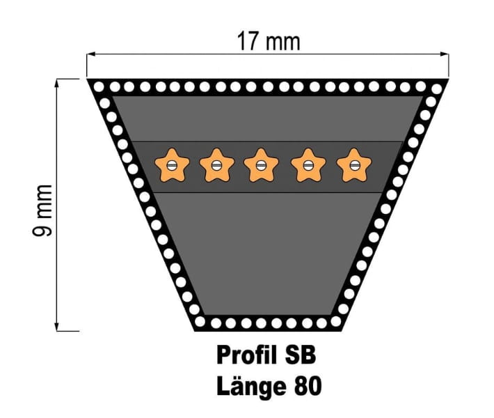 Hercules knife drive V-belt BANDO SB-80 W800