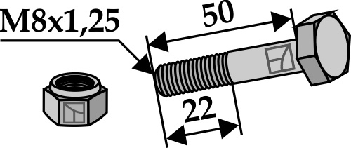 Schraube mit Sicherungsmutter M8x50-10.9