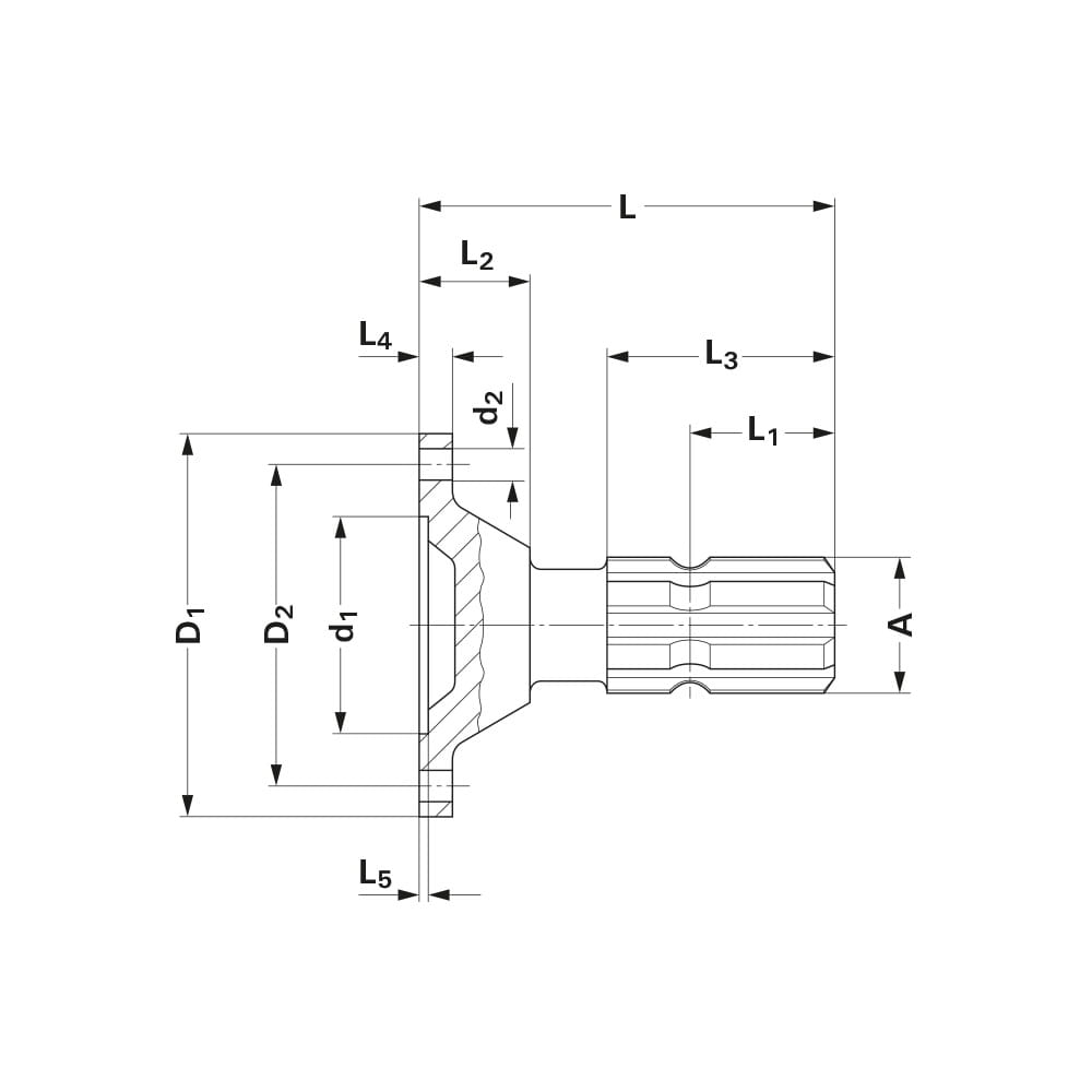 Walterscheid flange stud 1 1/8" 6 teeth - flange 4x 8.2mm