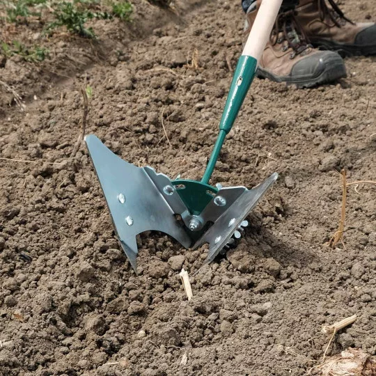 Hügelbauer 2-in-1 mit verstellbarer Arbeitsbreite – Präzisionswerkzeug für Saat- & Pflanzreihen (ohne Stiel)
