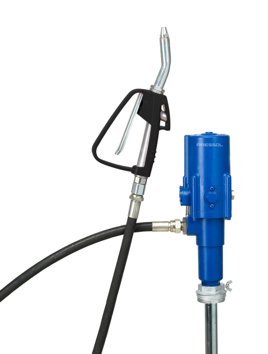 Pressol Stationäres Ölsystem für 60-Liter-Fässer mit Pneumatik-Ölpumpe 3:1 und 4 m Förderschlauch