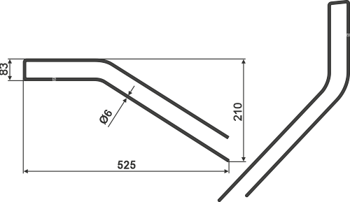 Schwaderzinken Ø6x525mm - passend zu Kuhn GA200, GA250, GA280, GA300, GA400 SP, GA402