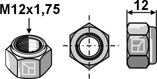 Self-locking nut M12x1.75