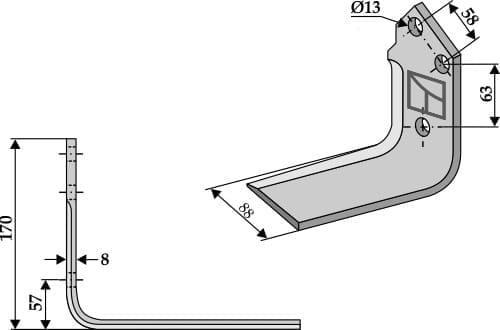 BL3873 Grabenfräse Messer L - passend zu Mulag TM60190039