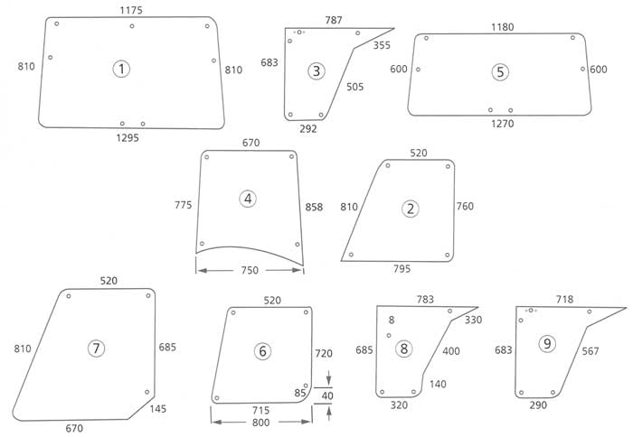 BL16084 Bild-Nr.: 9 - Türscheibe unten, Hochrad Kabine: Fritzmeier Modul 3000