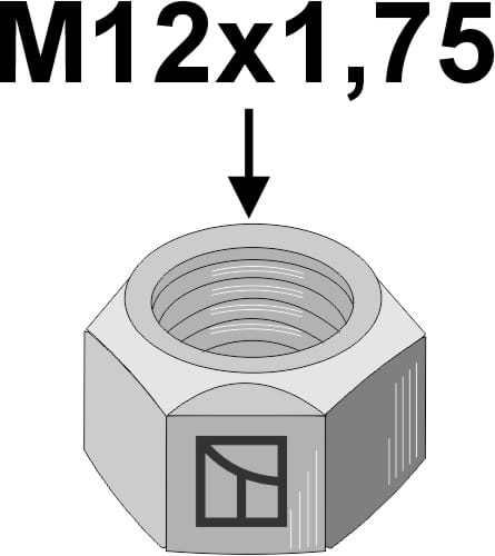 M12x1.75 nut - zinc-plated - left-hand thread