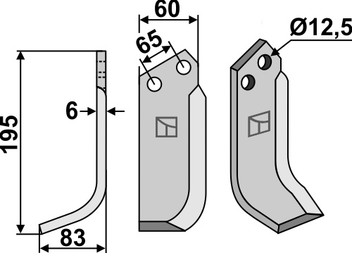 BL5522 Fräsmesser L - passend zu Maschio / Gaspardo M00566153R, M00566153, 00566153