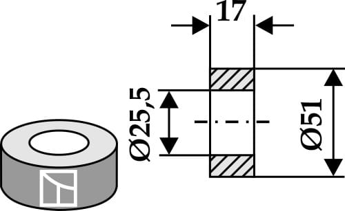 Bushing 17xØ25.5xØ51