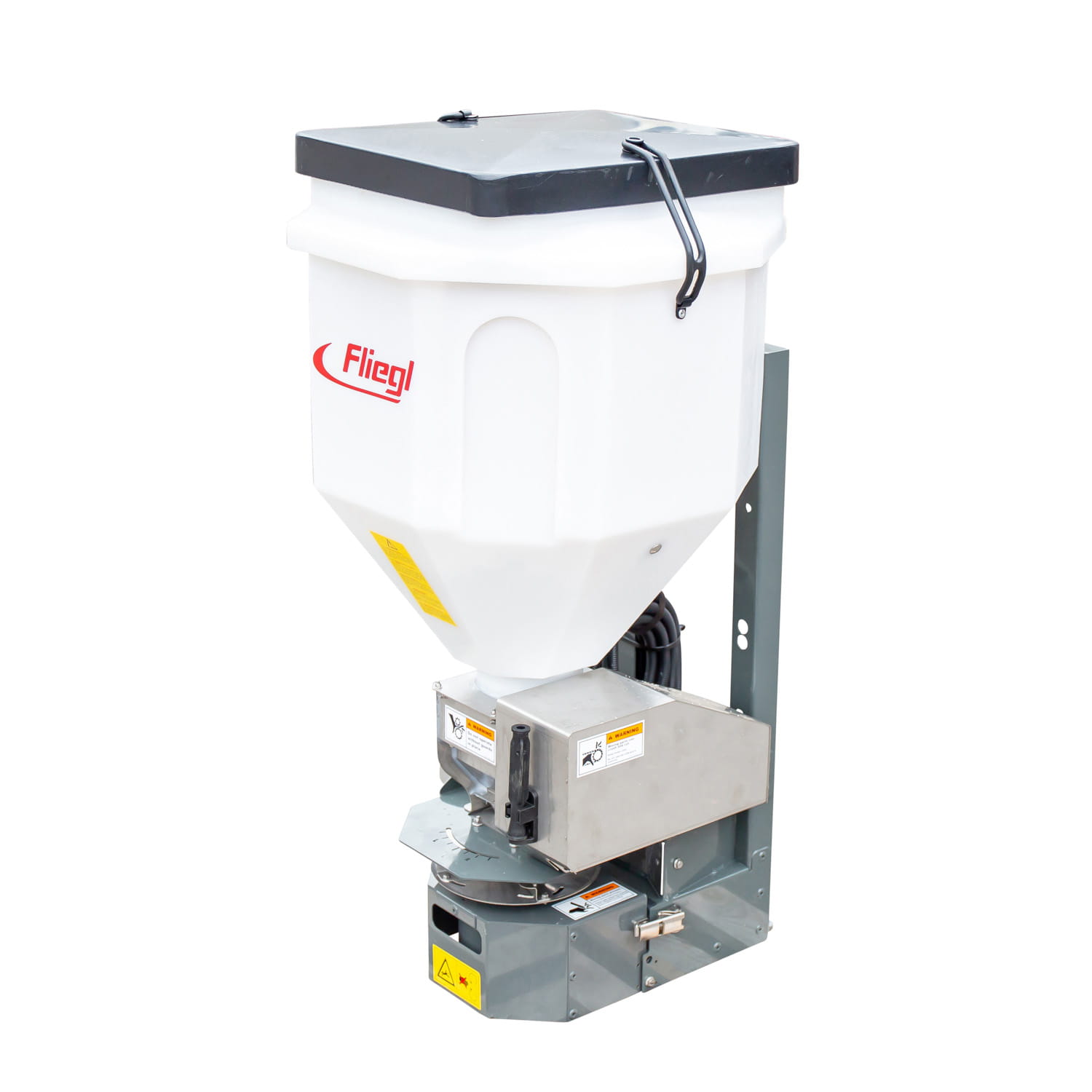 Fliegl Electric Salt and Fertilizer Spreader 90 l | Plastic Container | Cat. I & II | Spreading Width up to 6 m