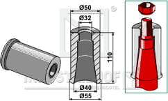 ET10362 Einschweissbuchse für Zinken mit Gewinde M30