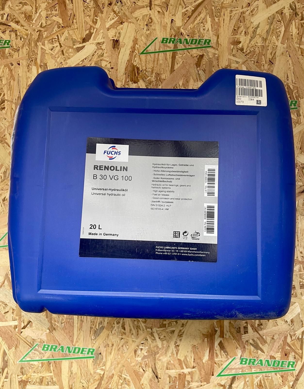 AW Hydrauliköl / Schmieröle Fuchs Renolin B 30 VG 100 - BOSCH REXROTH, Cincinnati Milacron P68, Cinc