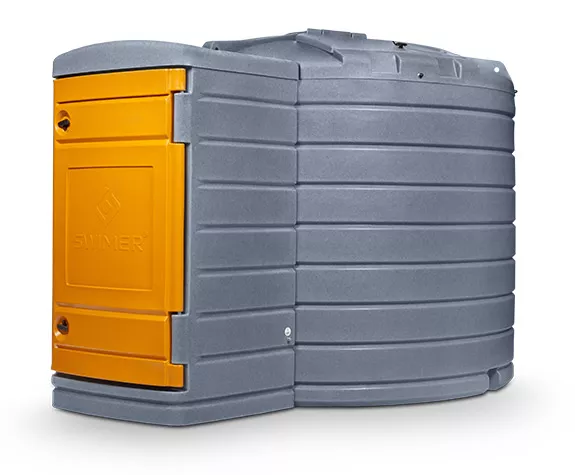 Wassertank, Speichertank, Außenbehälter, Grau, Orangene Tür