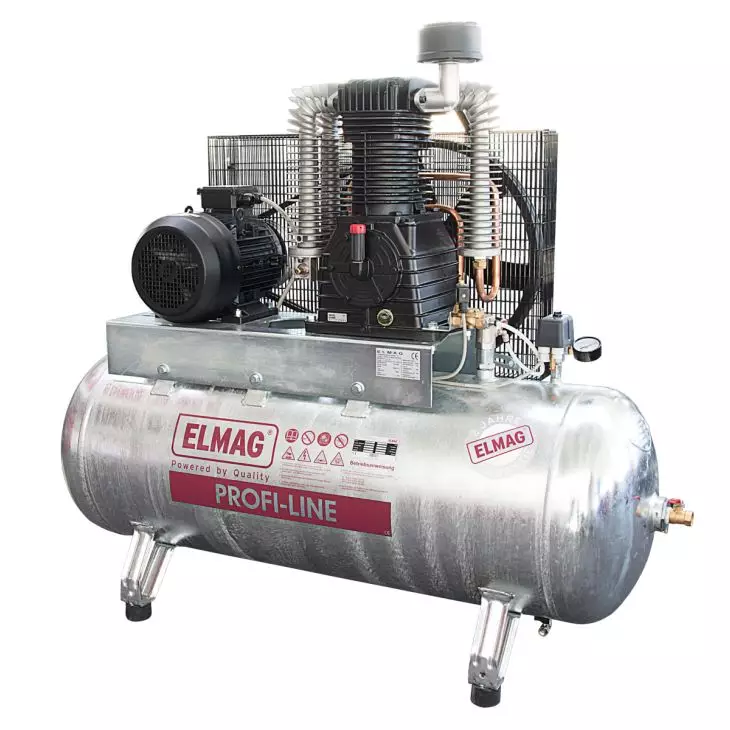 ELMAG Kolbenkompressor PL-Z 1200/10/270 D 'VERZINKT' mit Sterndreieckanlage, 840 l/min, 10 bar, 270 l Kessel, stationär