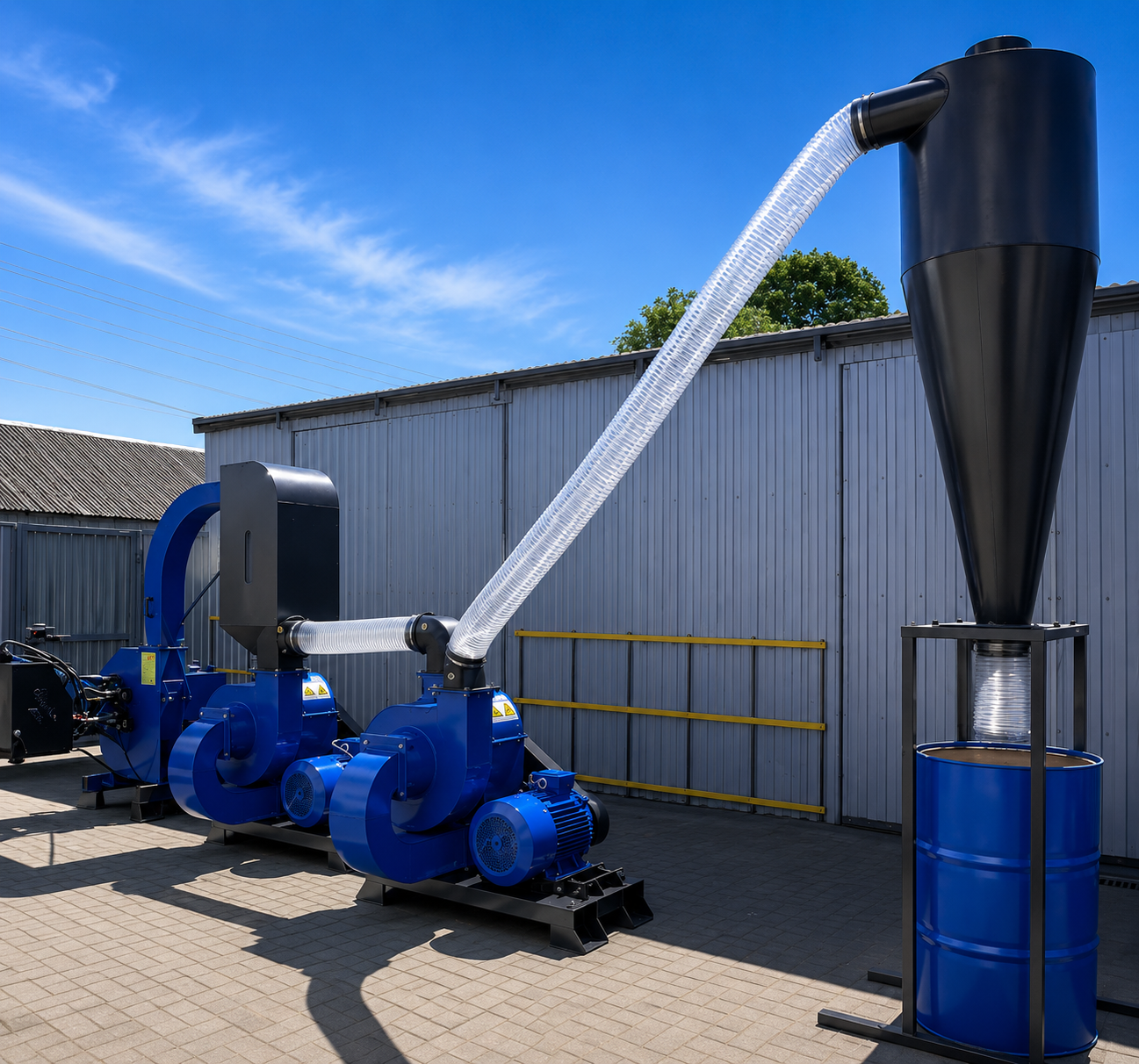 DUO Hammermühle mit Zyklon 60 kW – Profi Schlägermühle für Hackschnitzel, Sägemehl & Pellets