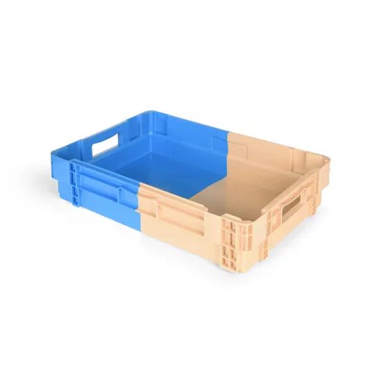 Kiste, Kunststoffkiste, Aufbewahrungskorb, blau-beige, Steckkasten