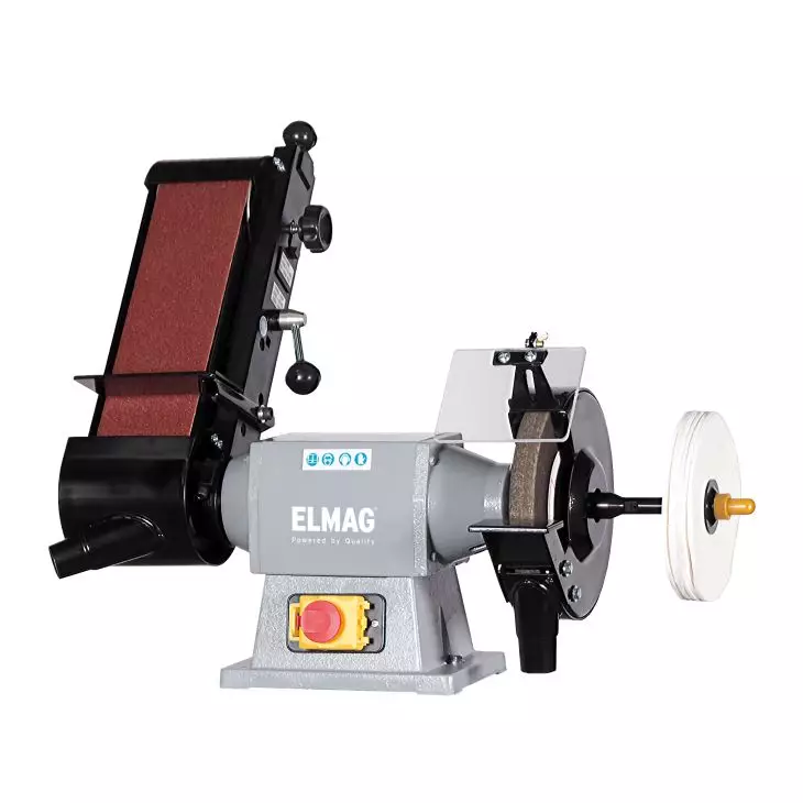 ELMAG combination grinding machine – 400 V with grinding belt & grinding wheel Ø 200 mm.