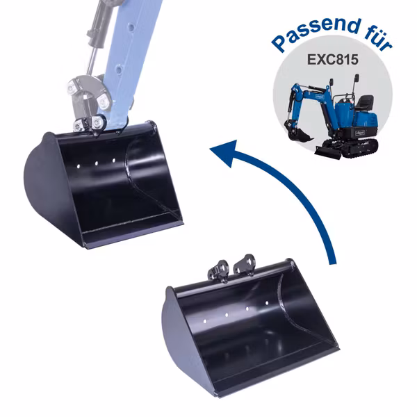 Scheppach EXC815 Benzin-Mini-Bagger XXL Set – 8,5 PS, 1200 mm Grabtiefe, 2330 mm Reichweite, 690 mm Spurbreite, 360° drehbar, Komplett-Zubehör