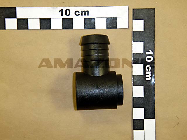 schwarzer Anschluss, Rohrverbinder, Eckverbinder, Kunststoffteil, 10 cm Maßstab