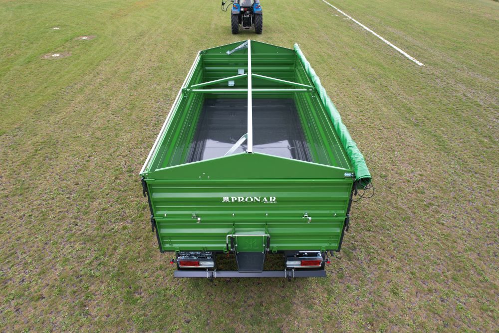 grün, landwirtschaftstransport, offener kippwagen, auflaufdeck, landwirtschaftsanhänger