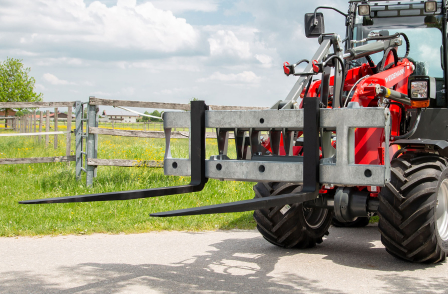 Frontlift, Gabelverlängerung, Landwirtschafts-Traktor, Palette Gabeln, Roter Traktor