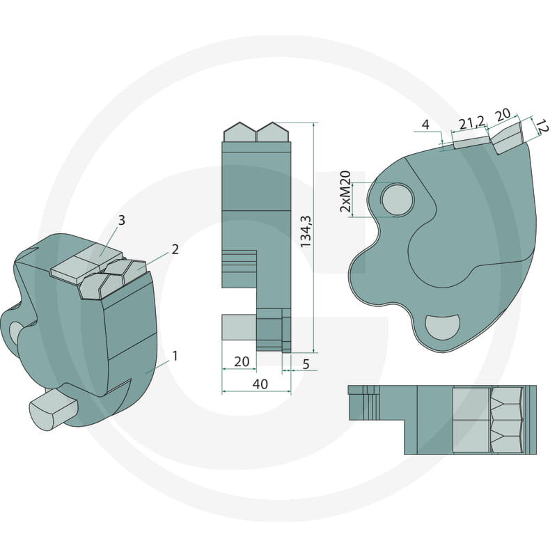 Carbide hammer, right-hand side, hard metal - suitable for Bomford