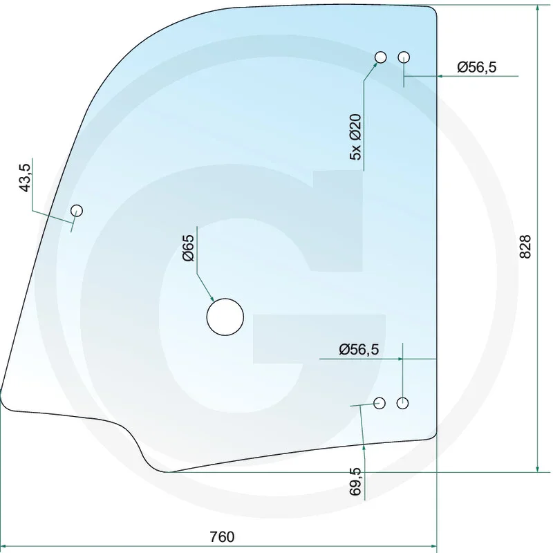 Seitenscheibe rechts oben - passend zu Kramer 350 (348-01), 5035 (348-01)