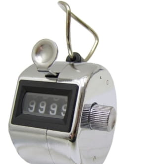 Handpiece counter, chrome-plated metal housing, with finger ring