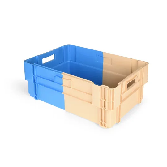 Box, Kiste, Kunststoffkiste, stapelbare Kiste, zweifarbig blau-beige