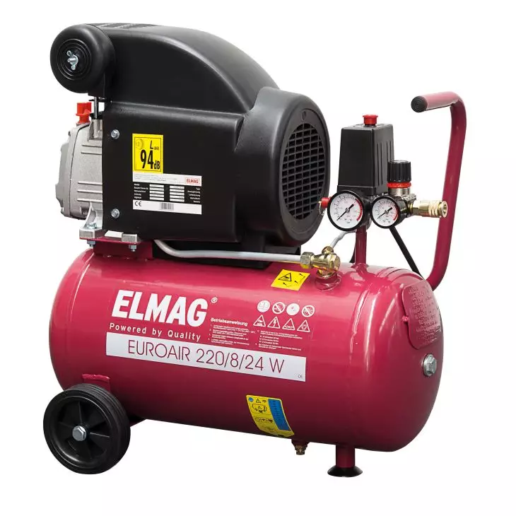 ELMAG Kolbenkompressor EUROAIR 220/8/24 W, 122 l/min, 8 bar, 24 l Kessel, fahrbar