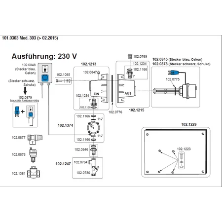 Patura circulating heating system with 93/85 W pump - Model 303