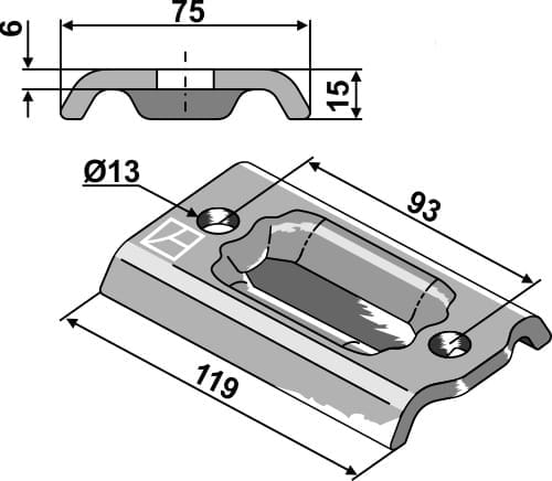 BL29305 Striegelzinken Halteplatte 80x80