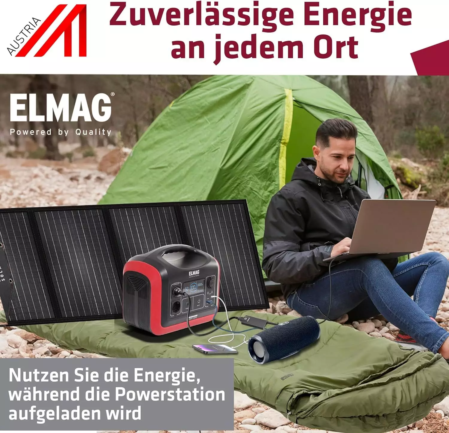 ELMAG Portable Power Station ENERGY 1200 – 1200 W continuous power, 992 Wh LiFePO4 battery, pure sine wave